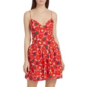 Rhode Womens Rhonda Floral Basque Waist Mini Dress 6 Grenada Floral - NWOT $345